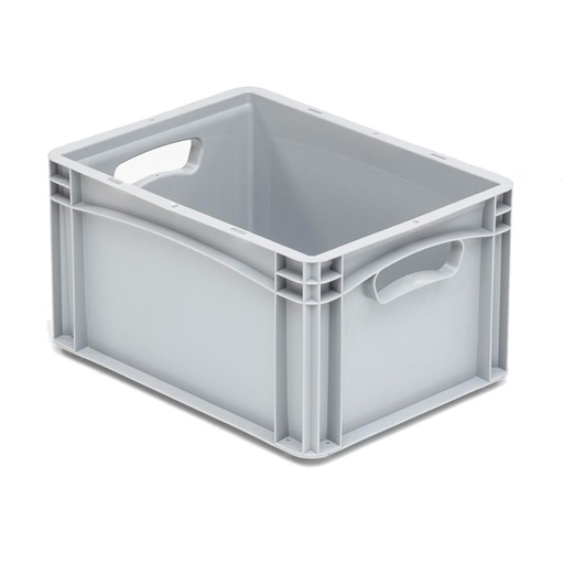 [041988] Caja plástica para transporte serie Basicline con paredes lisas y asas abiertas - Dim.: 400x300x220h mm - Gris claro