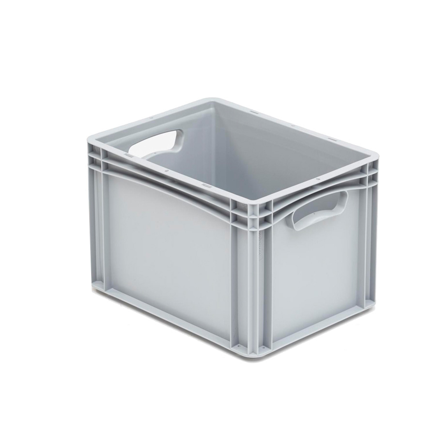 [041989] Caja plástica para transporte serie Basicline con paredes lisas y asas abiertas - Dim.: 400x300x270h mm - Gris claro