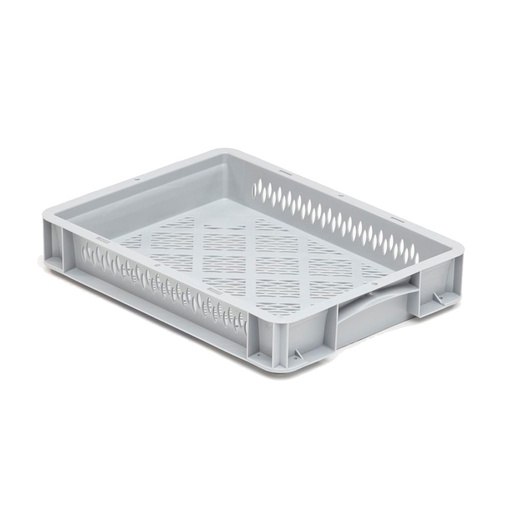 [041991] Caja plástica para transporte serie Basicline con paredes y fondo rejados y asas cerradas - Dim.: 400x300x70h mm - Gris claro