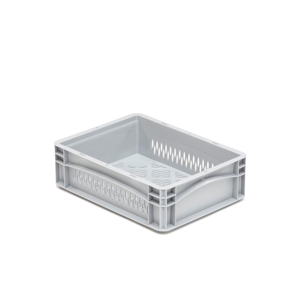 [041992] Caja plástica para transporte serie Basicline con paredes y fondo rejados y asas cerradas - Dim.: 400x300x120h mm - Gris claro