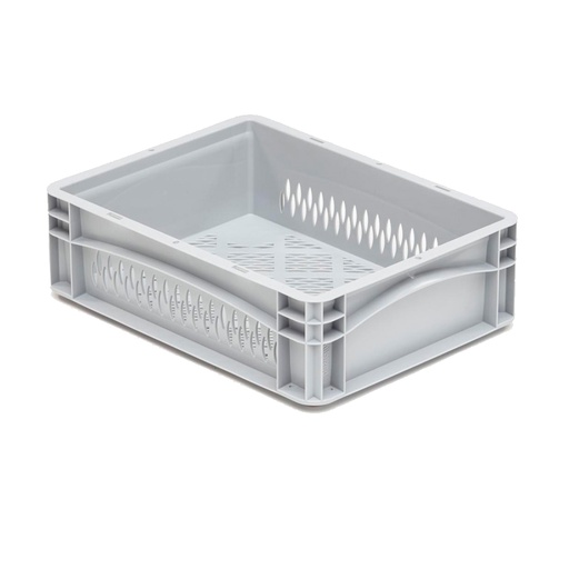 [041992] Caja plástica para transporte serie Basicline con paredes y fondo rejados y asas cerradas - Dim.: 400x300x120h mm - Gris claro