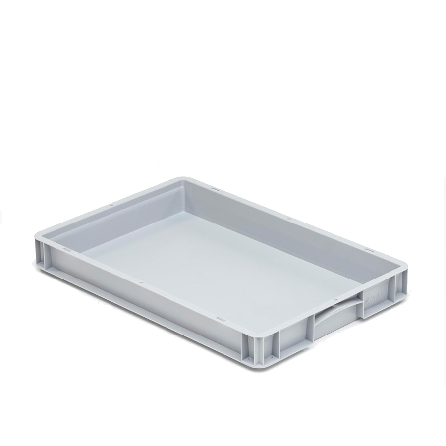 [041997] Caja plástica para transporte serie Basicline con paredes lisas y asas cerradas - Dim.: 600x400x70h mm - Gris claro