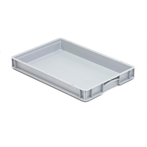 [041997] Caja plástica para transporte serie Basicline con paredes lisas y asas cerradas - Dim.: 600x400x70h mm - Gris claro