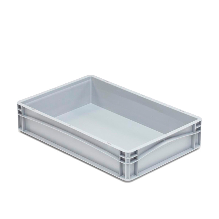 [041998] Caja plástica para transporte serie Basicline con paredes lisas y asas cerradas - Dim.: 600x400x120h mm - Gris claro