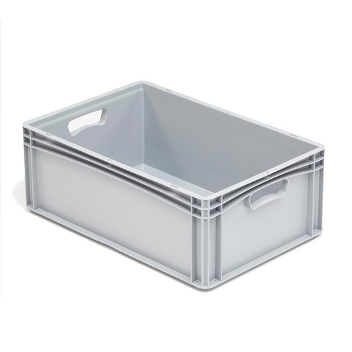 [042000] Caja plástica para transporte serie Basicline con paredes lisas y asas abiertas - Dim.: 600x400x220h mm - Gris claro