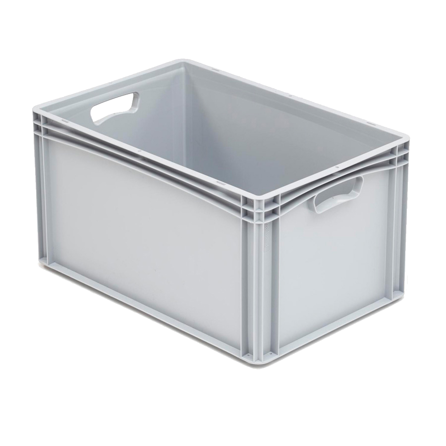 [042002] Caja plástica para transporte serie Basicline con paredes lisas y asas abiertas - Dim.: 600x400x320h mm - Gris claro