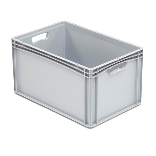 [042002] Caja plástica para transporte serie Basicline con paredes lisas y asas abiertas - Dim.: 600x400x320h mm - Gris claro