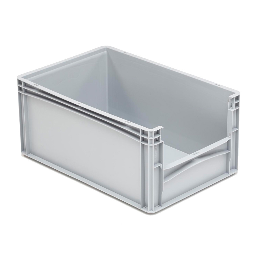 [042010] Caja plástica Eurobox serie Basicline con abertura frontal - Dim.: 600x400x270h mm - Gris claro