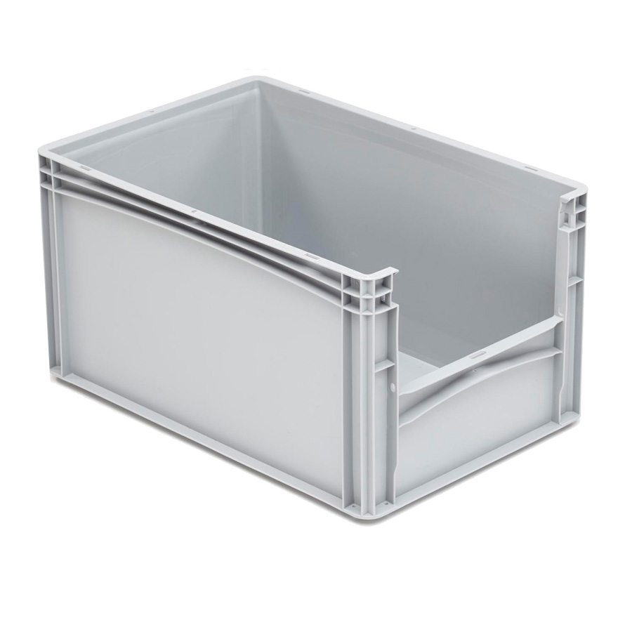 [042011] Caja plástica Eurobox serie Basicline con abertura frontal - Dim.: 600x400x320h mm - Gris claro