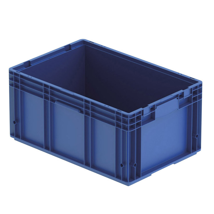 [042023] Caja plástica Eurobox para el sector automoción serie KLT de fondo liso perforado - Dim.: 600x400x280h mm - Azul