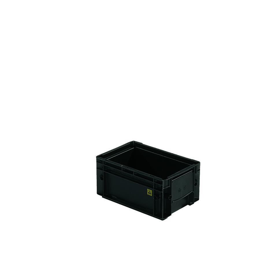 [042027] Caja plástica para sector automotriz serie KLT con protección ESD y fondo liso - Dim.: 300x200x150h mm - Negro