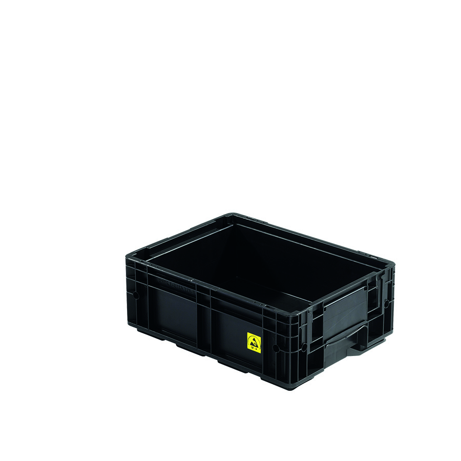 [042028] Caja plástica para sector automotriz serie KLT con protección ESD y fondo reforzado - Dim.: 400x300x150h mm - Negro