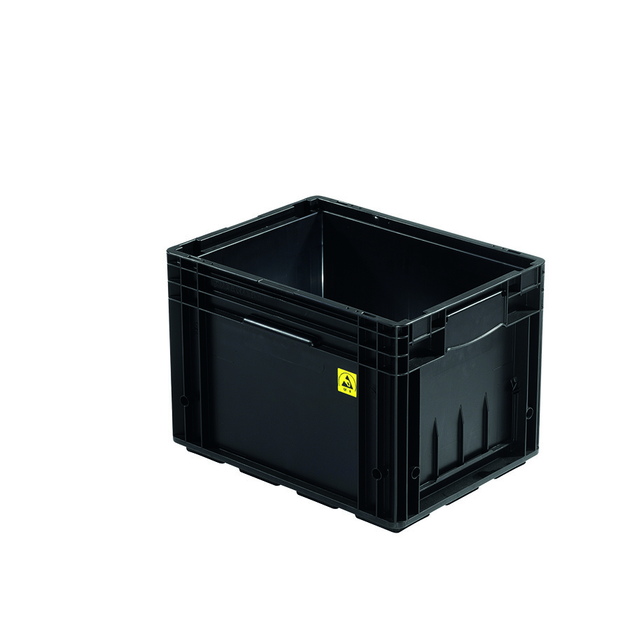 [042029] Caja plástica para sector automotriz serie KLT con protección ESD y fondo reforzado - Dim.: 400x300x280h mm - Negro