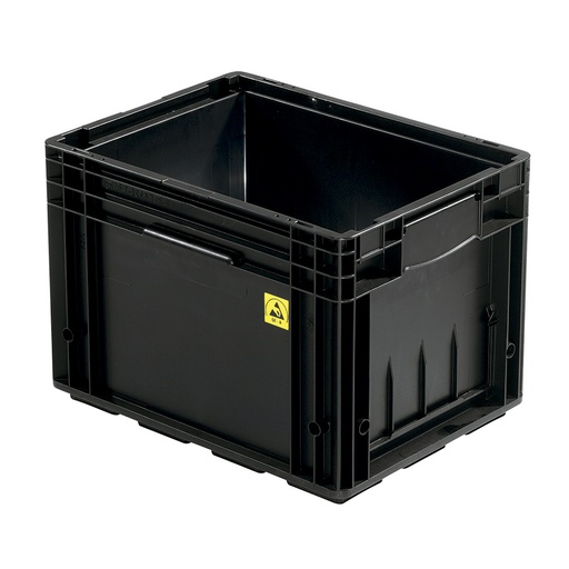 [042029] Caja plástica para sector automotriz serie KLT con protección ESD y fondo reforzado - Dim.: 400x300x280h mm - Negro