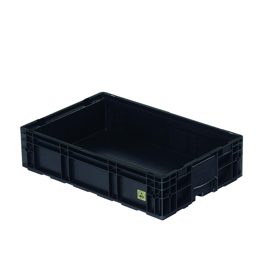[042030] Caja plástica para sector automotriz serie KLT con protección ESD y fondo reforzado - Dim.: 600x400x150h mm - Negro