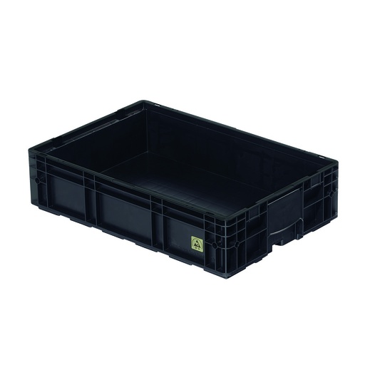[042030] Caja plástica para sector automotriz serie KLT con protección ESD y fondo reforzado - Dim.: 600x400x150h mm - Negro