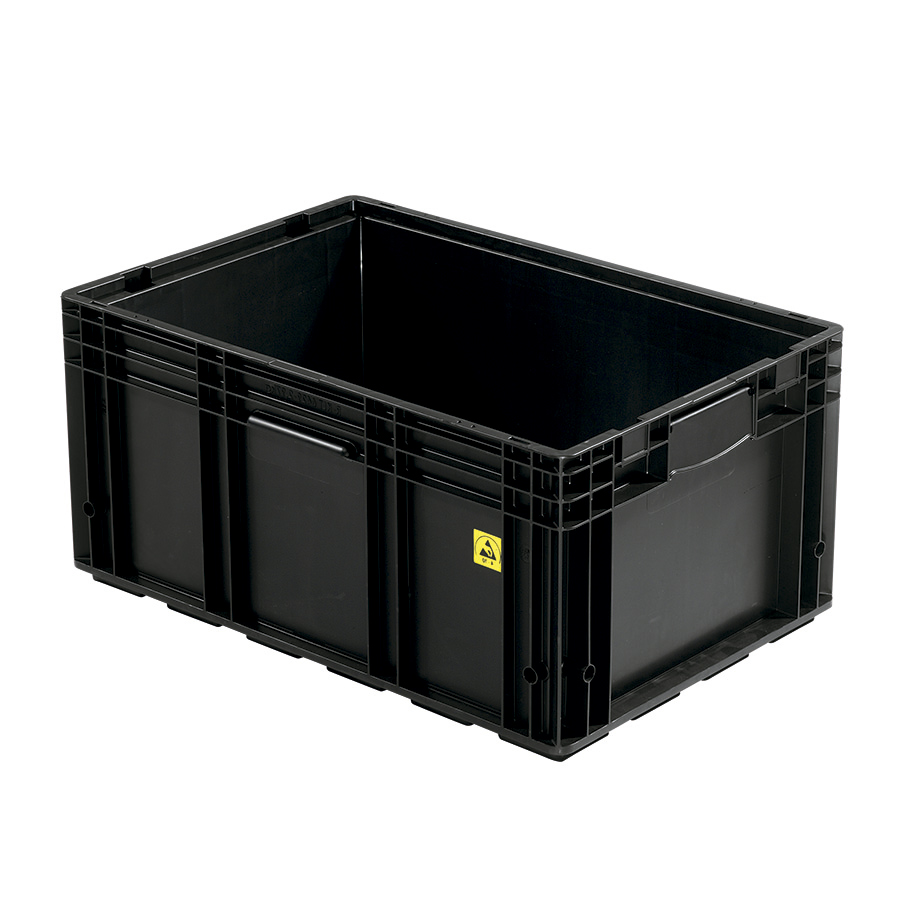 [042031] Caja plástica para sector automotriz serie KLT con protección ESD y fondo reforzado - Dim.: 600x400x280h mm - Negro