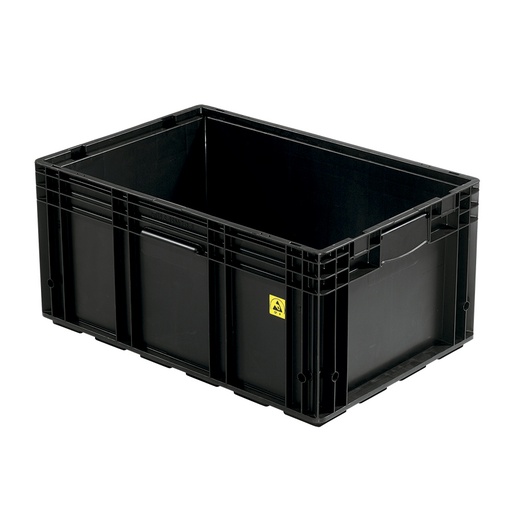 [042031] Caja plástica para sector automotriz serie KLT con protección ESD y fondo reforzado - Dim.: 600x400x280h mm - Negro