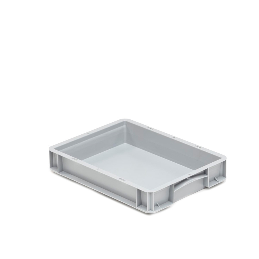 [042035] Caja plástica para transporte serie Basicline con paredes lisas y asas cerradas - Dim.: 400x300x70h mm - Gris claro