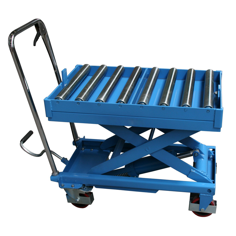 [042263] Mesa elevadora rodante manual con vía de rodillos - Plataforma 1010x520 mm - Carga 300 kgs