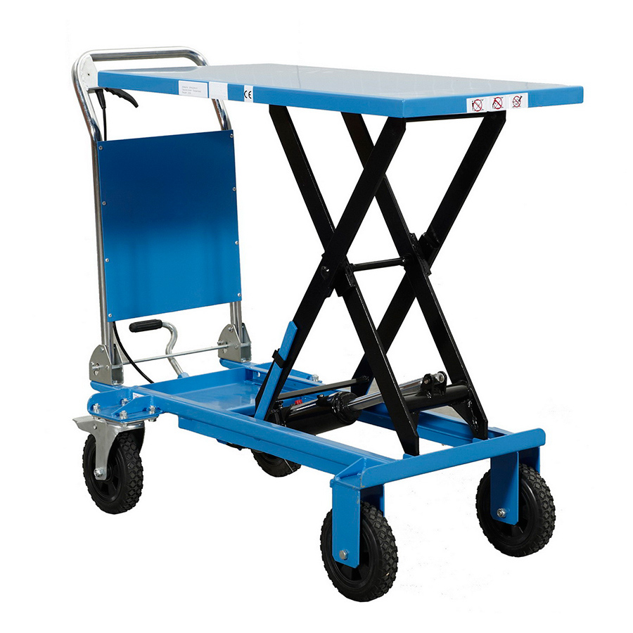 [042264] Mesa elevadora rodante manual con ruedas neumáticas - Plataforma 1000x500 mm - Carga 200 kgs