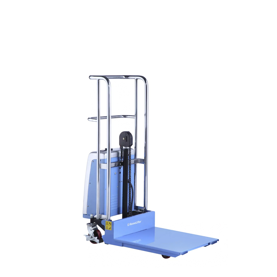 [042284] Elevador de traslación manual y elevación eléctrica - Elevación máx.: 1500h mm - Carga máx.: 400 kg - Azul ral 5012