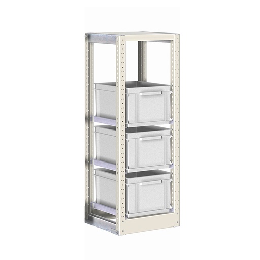 [042339] Estantería con guías y 3 cajas de 400x300x220h mm - Dim.: 390x400x1100h mm - Acero cincado