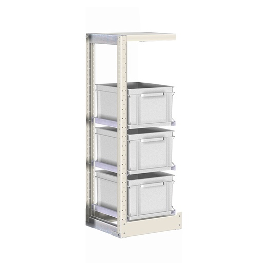 [042341] Módulo adicional de estantería con guías y 3 cajas de 400x300x220h mm - Dim.: 350x400x1100h mm - Acero cincado