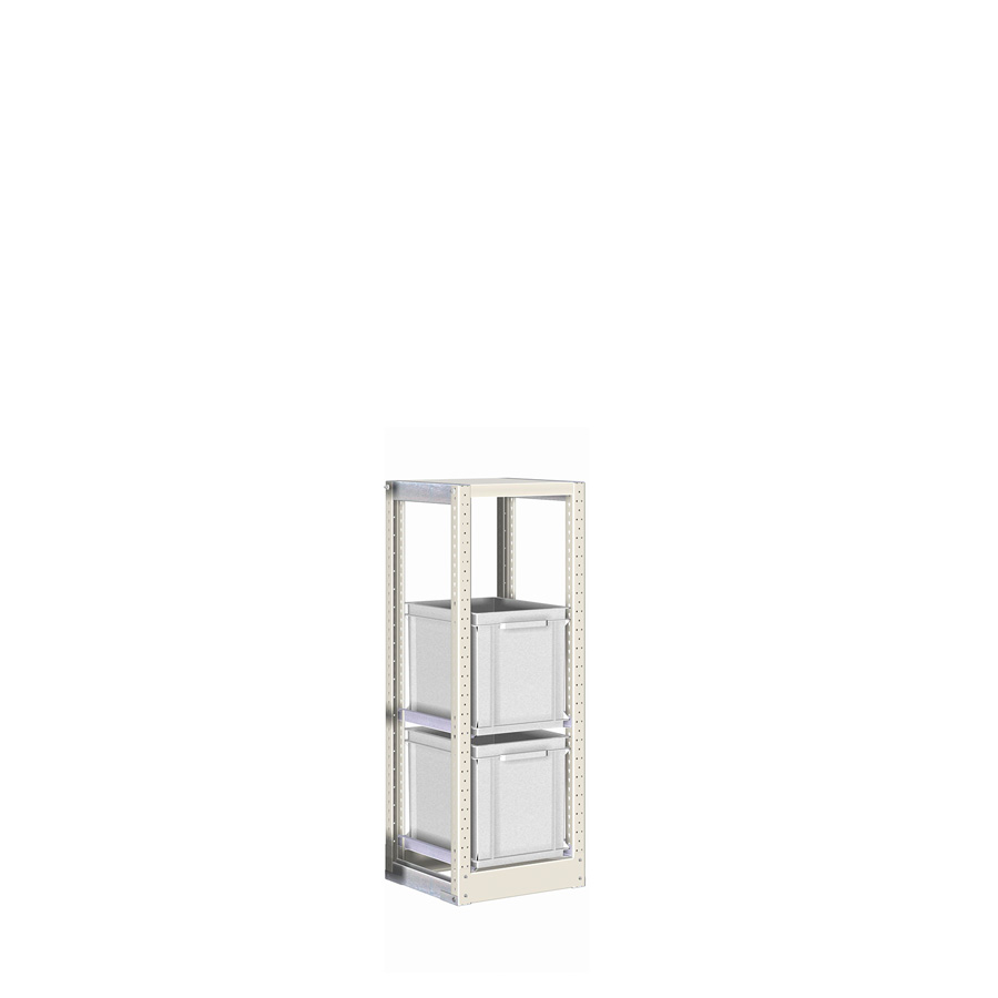 [042343] Estantería con guías y 2 cajas de 400x300x320h mm - Dim.: 390x400x1100h mm - Acero cincado