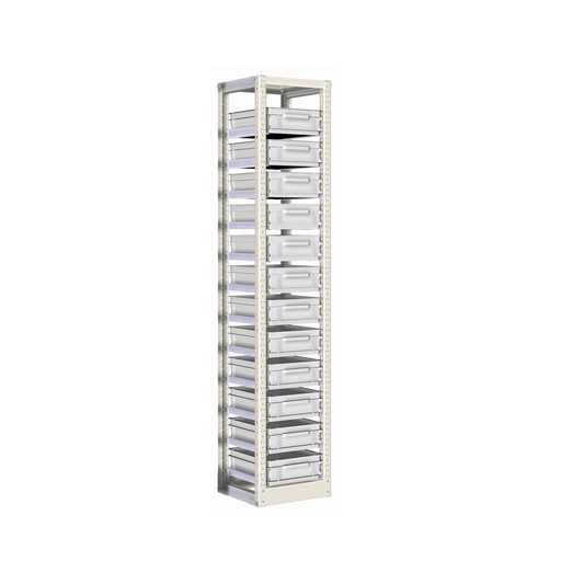 [042347] Estantería con guías y 12 cajas de 400x300x120h mm - Dim.: 390x400x2000h mm - Acero cincado