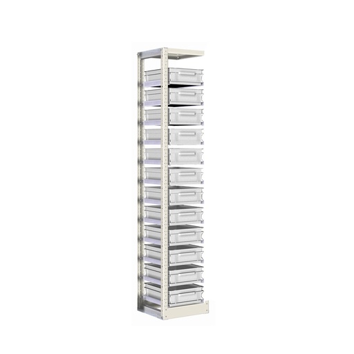[042349] Módulo adicional de estantería con guías y 12 cajas de 400x300x120h mm - Dim.: 350x400x2000h mm - Acero cincado