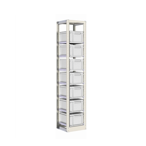 [042353] Estantería con guías y 7 cajas de 400x300x220h mm - Dim.: 390x400x2000h mm - Acero cincado