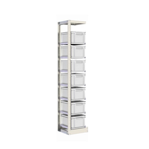 [042355] Módulo adicional de estantería con guías y 7 cajas de 400x300x220h mm - Dim.: 350x400x2000h mm - Acero cincado