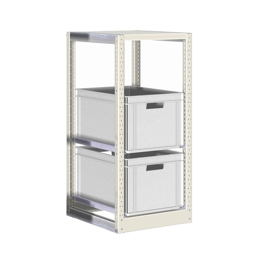 [042389] Estantería con guías y 2 cajas de 600x400x320h mm - Dim.: 490x600x1100h mm - Acero cincado