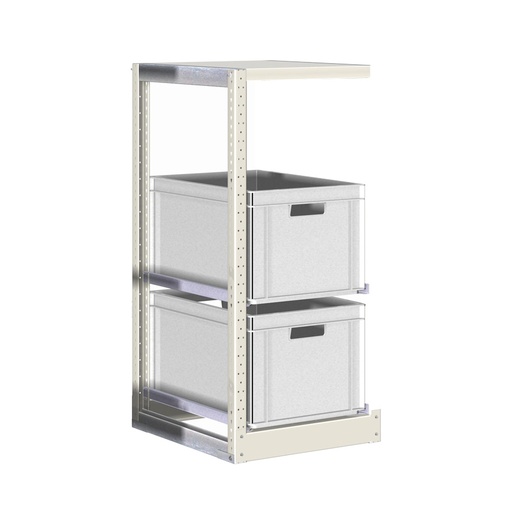[042391] Módulo adicional de estantería con guías y 2 cajas de 600x400x320h mm - Dim.: 450x600x1100h mm - Acero cincado