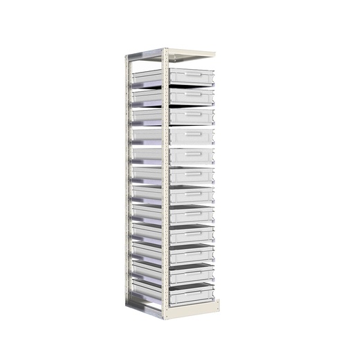 [042395] Módulo adicional de estantería con guías y 12 cajas de 600x400x120h mm - Dim.: 450x600x2000h mm - Acero cincado