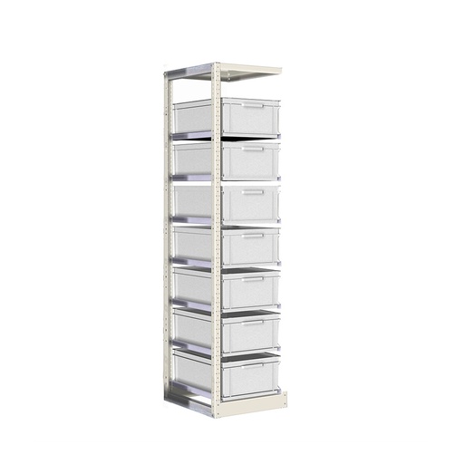 [042403] Módulo adicional de estantería con guías y 7 cajas de 600x400x220h mm - Dim.: 450x600x2000h mm - Acero cincado