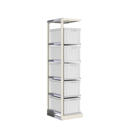 [042407] Módulo adicional de estantería con guías y 5 cajas de 600x400x320h mm - Dim.: 450x600x2000h mm - Acero cincado