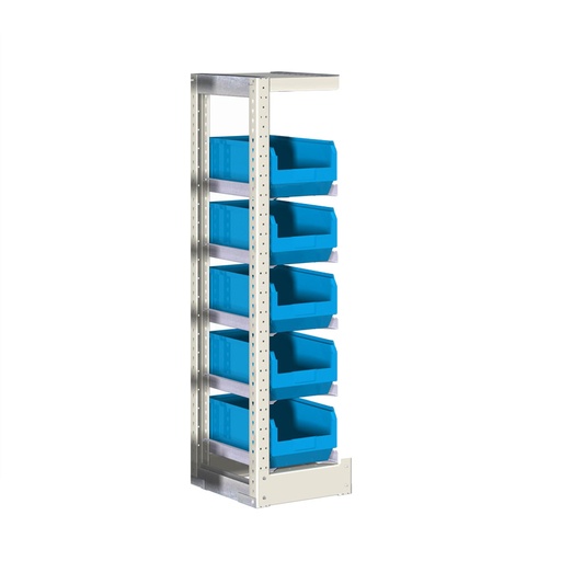 [042419] Módulo adicional de estantería con guías y 5 cajas de 210x350x145h mm - Dim.: 262x350x1100h mm - Acero cincado