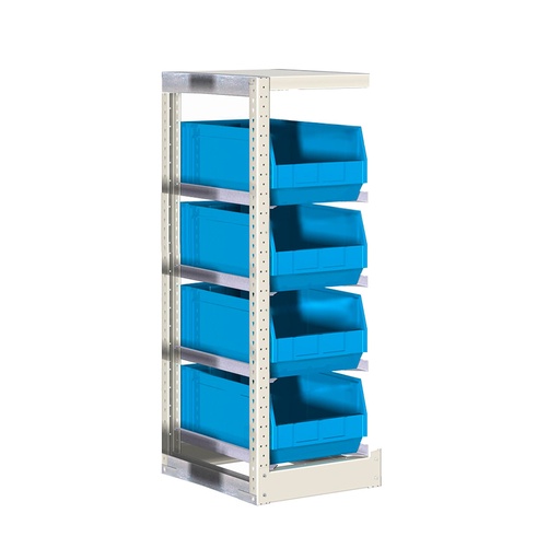 [042431] Módulo adicional de estantería con guías y 4 cajas de 500x315x200h mm - Dim.: 362x500x1100h mm - Acero cincado