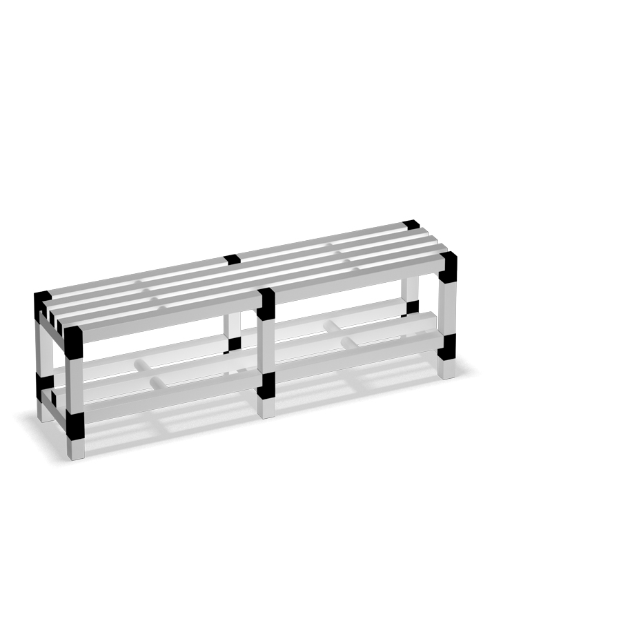 [042437] Banqueta para vestuario con asiento alistonado - Dim.: 1500x350x485h mm - Gris claro