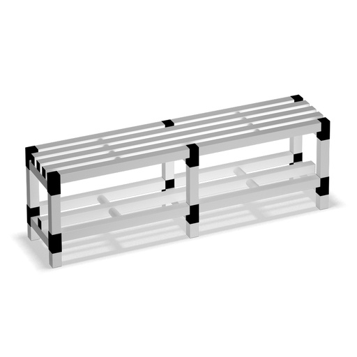 [042437] Banqueta para vestuario con asiento alistonado - Dim.: 1500x350x485h mm - Gris claro