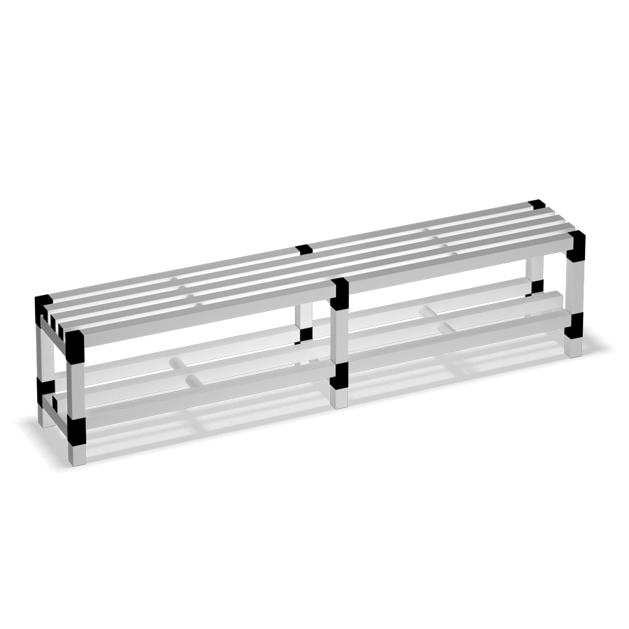 [042438] Banqueta para vestuario con asiento alistonado - Dim.: 2000x350x485h mm - Gris claro