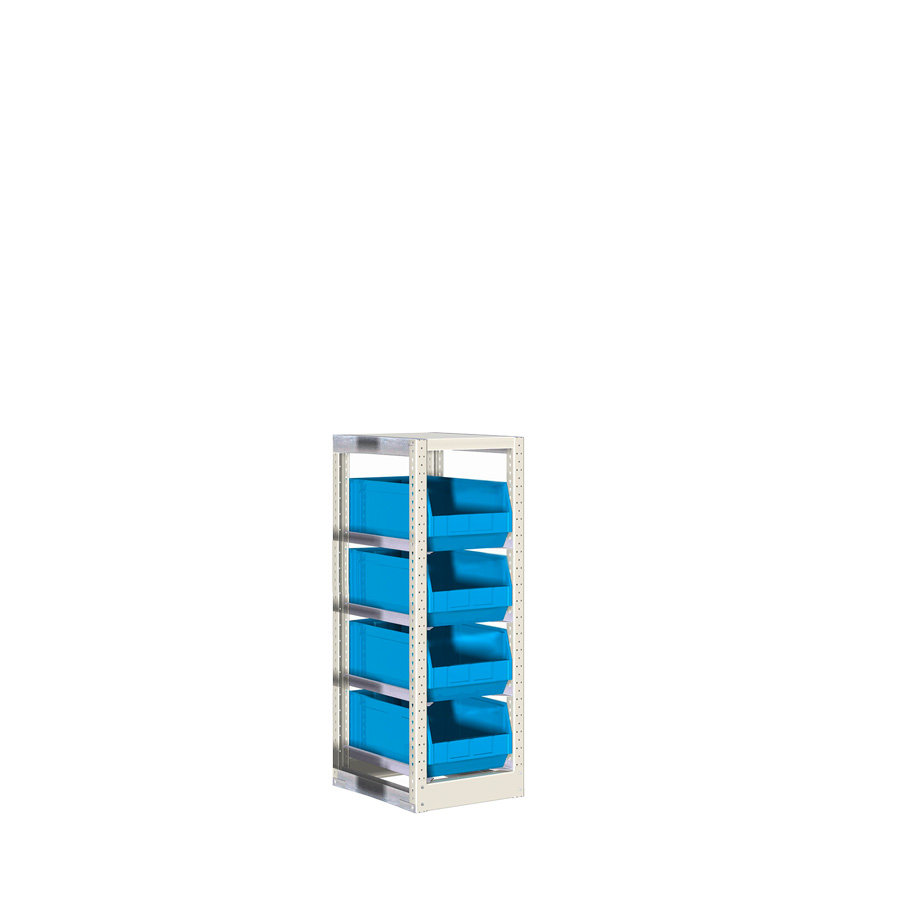 [042439] Estantería con guías y 4 cajas de 500x315x200h mm - Dim.: 402x500x1100h mm - Acero cincado
