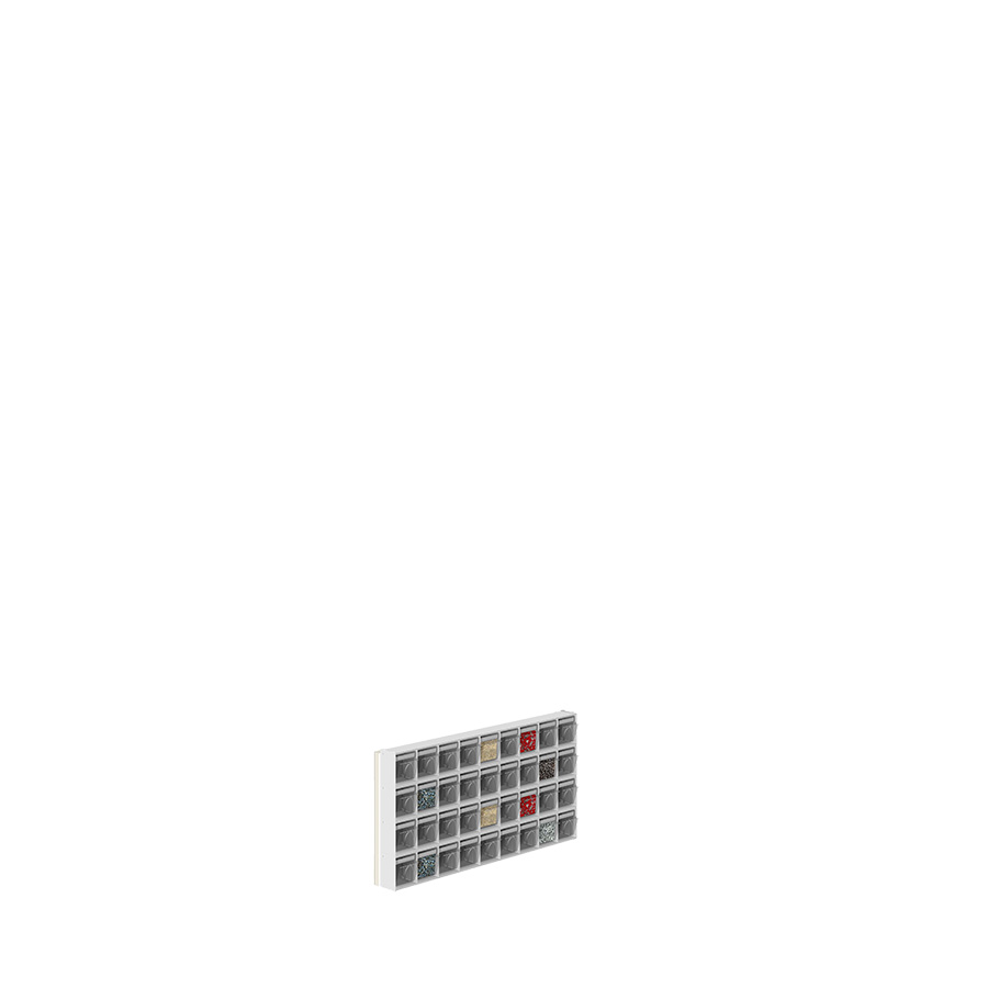 [042444] Soporte expositor metálico para fijar a pared con cajones Unibox - Dim.: 600x71x308h mm - Gris ral 7035