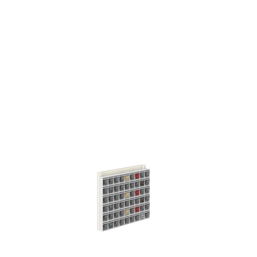 [042449] Soporte expositor metálico para fijar a pared con cajones Unibox - Dim.: 600x71x500h mm - Gris ral 7035