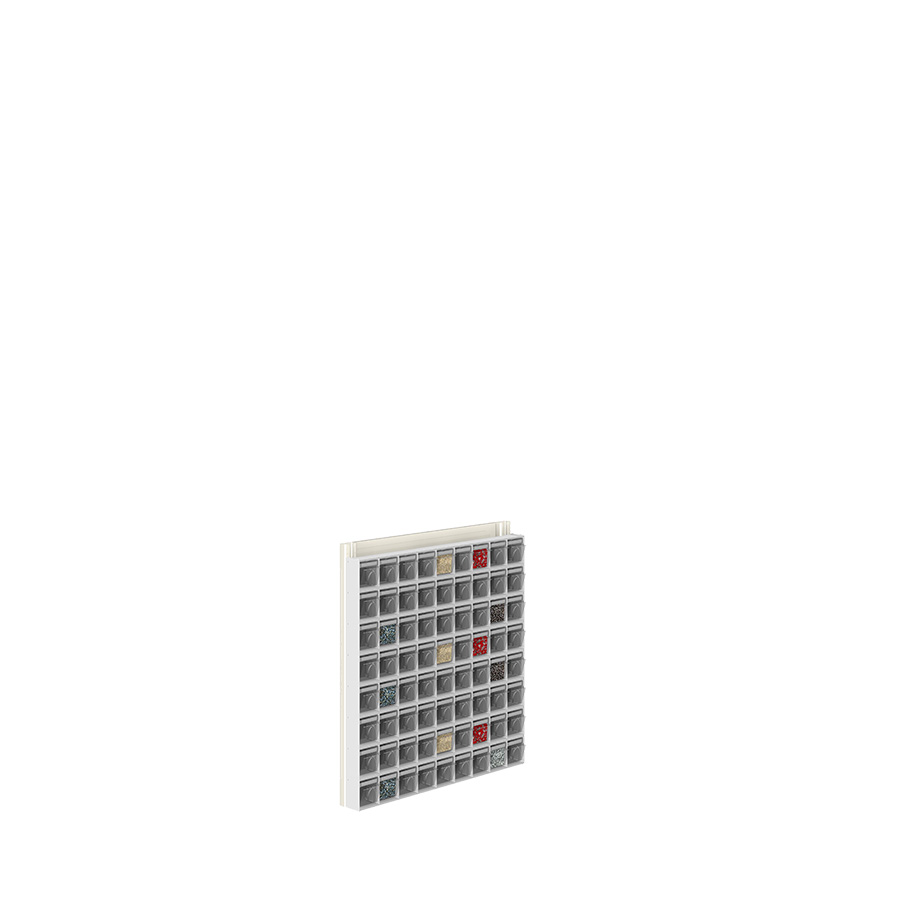[042454] Soporte expositor metálico para fijar a pared con cajones Unibox - Dim.: 600x71x650h mm - Gris ral 7035