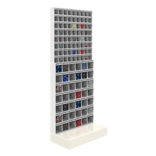 [042467] Soporte expositor metálico con base con cajones Unibox - Dim.: 600x325x1500h mm - Gris ral 7035