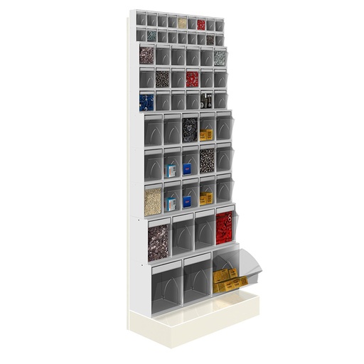 [042468] Soporte expositor metálico con base y con cajones Unibox - Dim.: 600x325x1500h mm - Gris ral 7035