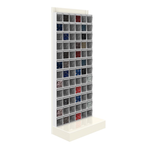 [042470] Soporte expositor metálico con base y con cajones Unibox - Dim.: 600x325x1500h mm - Gris ral 7035
